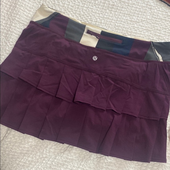 Lululemon Pacesetter Skirt Plum/pow Stripe Angel Wing, Size 10 Tall - Picture 3 of 6